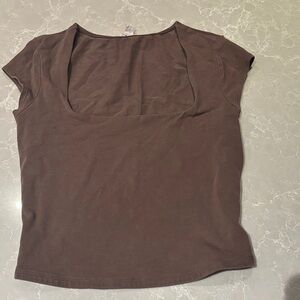Garage Chocolate Brown Short Sleeve Top